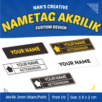 Nametag Papan Nama Dada Akrilik Print UV Peniti Magnet