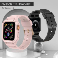 Protection Cover Silicone Bracelet for iwatch 44mm 41mm 40mm Band TPU Sport Strap for Apple Watch Series SE 8 7 6 5 4 Strap