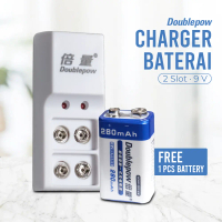 Promo Doublepow Charger Baterai Rechargeable 2 Slot 9V with 9V 1 PCS - DP-B09 Murah