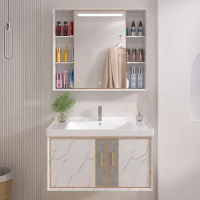 Storage Design Mirror Sink Bathroom Medicine Cabinet Led Light Furniture Plywood Bathroom Cabinet With Mirror