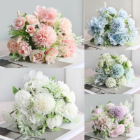 Simulation Roses Artificial Flowers DIY Bouquet Home Decoration Ornaments Outdoor Garden Party Wedding Bouquet Photography Props