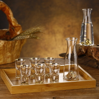創意金山白酒杯刻度分酒器收納套裝無鉛水晶玻璃家用一口杯子彈杯