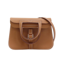 HERMES 愛馬仕 金棕色 Swift皮革 Mini Halzan 肩背包 W刻 銀扣 【二手名牌BRAND OFF】