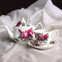 【英國ROY KIRKHAM】English Rose英倫玫瑰系列600ml骨瓷小花茶壺(英國製造進口)