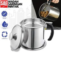 HAGARI - Oil Pot Filter Oil Pot 1 L / Gelas Saringan Minyak Stainless Steel / Oil Pot Wadah Saringan