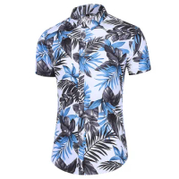 #4651 Floral Printed Shirt Men Short Sleeve Slim Fit Vintage Beach Shirt For Men Lapel Collar Hawaii Shirt Big Size 5XL 6XL 7XL