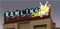 Mini 現貨 Micro Structures 7081 Bowling Alleys 保齡球館霓虹燈招牌.會亮