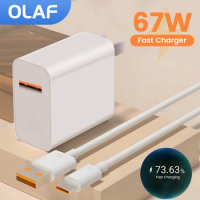 Olaf 67W USB Charger Fast Charge QC 3.0 Mobile Phones Wall Chargeur Adapter For Samsung S10 Xiaomi Mi 11 iPhone 10A Type C Cable