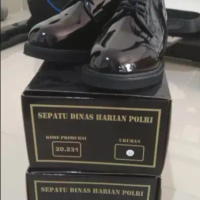 Sepatu PDH Kulit Asli Jatah Polri TNI AL Sepatu Pantofel Hitam Pendek