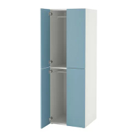 SMÅSTAD/PLATSA 衣櫃/衣櫥, 白色 藍色/附2支吊衣桿, 60x57x181 公分