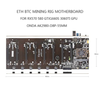 Miner Motherboard Onda K15 K7 B250 AK2980 D8P 55MM ETH BTC Mining Rig Motherboard For RX570 580 GTX1660S 3060IT 5500 5600XT 8GPU