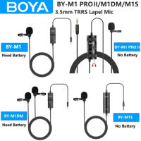 BOYA BY-M1/M1 PRO/M1DM 3.5mm TRRS Lavalier Lapel Microphone for iPhone Android PC Computer DSLR Cameras Gaming Streaming Youtube