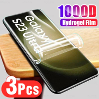 3pcs For Samsung Galaxy S23 S22 S21 S20 Ultra 5G Hydrogel Film Not Glass S23Ultra S22Ultra S21Ultra Full Cover Screen Protectors