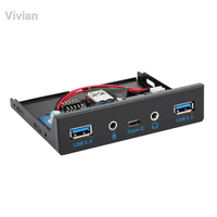 (現貨)☑♘❆USB3.1 Type-C正反插音頻前置面板臺式電腦3.5寸多功能軟驅面板