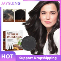 Jaysuing Hair Darkening Shampoo Natural Organic Mild Formula Hair Cleansing Moisturizing Polygonum Handmade Hair Shampoo Soap