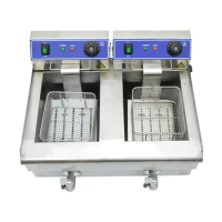 20L Electric Deep Fryer Dual Tank Frying Machine Stainless Steel Fried Chicken Grill French Fries Frying Machine Oven Hot Pot