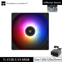 แฟนเคสคอมพิวเตอร์ Thermalright TL-E12W-S V3, ขนาด 12 ซม. 4PIN PWM/5V 3PIN ARGB, พัดลมระบายความร้อนปร