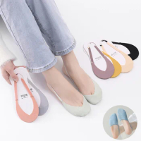 Invisible Boat Socks Women Summer Silicone Non-Slip Socks for High Heels Shoes Ice Silk Thin Half-Palm Suspender The New
