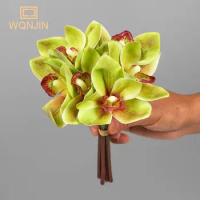 WQNJIN 6pcs Simulated Bouquet Cymbidium Magnolia Hand Holding Flower Hand Binding Cymbidium Silk Flo