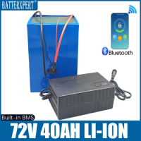 Li-ion Battery 72V 40Ah Lithium Li-ion With Bluetooth BMS For 5000W 3000W Bicycle Scooter Bike Motorcycle + 10A Charger