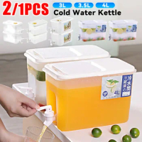 Large Capacity Cold Water Kettle Summer Drink Dispenser Refrigerator Cold Water Jug with Faucet Outdoor Lemonade Tea Water Pots