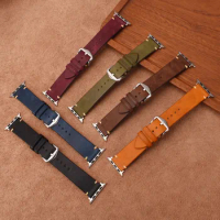 Suitable for Apple Watch IWTCH7/8SE frosted leather strap with brown leather Applewatch strap