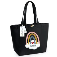 Personalised Large Tote Bag, Large Shopper Bag, Uni Bag, Rainbow Personalised Shopping Bag, Large Book Bag, Custom Printed Bag,
