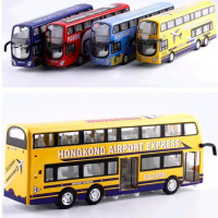 High simulation 1:50 scale alloy pull back double decker bus,Cartoon toy car,metal model,free shipping