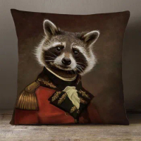 Racoon Stag Tiger Cat Royal Portrait Print Chic Animals Posters Cushion Covers Decorative Pillows For Bedroom Sofa 45X45cm