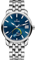 TITONI 梅花錶 大師系列 動力顯示 機械男腕錶(94388S-677)-41mm-藍面鋼帶【刷卡回饋 分期0利率】
