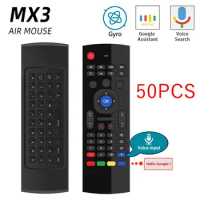 50pcs high quality 2.4G Air Mouse Smart Voice Remote Control Wireless Keyboard Air Mouse MX3