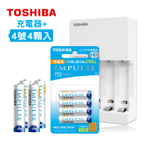 【TOSHIBA 東芝】TNHC-34HBC+日本製四號TNH-4ME-4顆(智慧型低自放充電電池充電組)