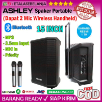 SPEAKER PORTABLE BLUETOOTH ASHLEY 15 INCH SUARA KERAS 2 MIC WIRELESS