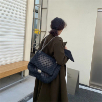 【MoonDy】包包 包包女 小香風包包 鏈條包包 大包包 菱格包包 洗水牛仔布包包 流浪包包 肩背包 斜背