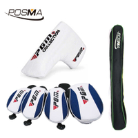 POSMA 高爾夫球桿套 藍色款 四入組 搭配推桿套 附黑色長桿包 CC170BLU