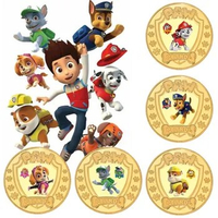 Paw Patrol Commemorative Coins Anime Peripheral Chase Skye Marshall Rubble Rocky Gold Coin Lucky Coin Children's Gift Crafts New