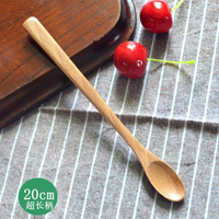木制勺子超長柄小木勺蜂蜜勺實木質勺咖啡勺木頭冰勺攪拌勺