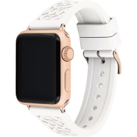 COACH Apple Watch 錶帶 38/40mm 適用 矽膠錶帶 迎春好禮- 白色x玫瑰金(不含手錶)
