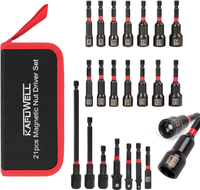 21PCS Nut Driver Set Magnetic 1/4" Impact Drill Driver Bit Set Metric and SAE Impact Socket Adapters