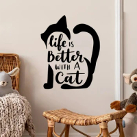 Creative Cat Teamwork Text Wall Sticker Home Decore Living Room Stickers Wallpaper for Wall in Study Room Girls Gift Sweet DIY