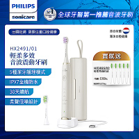 【Philips 飛利浦】Sonicare輕柔多效音波震動牙刷(HX2491/01)白+送5刷