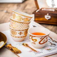 Cross-border light luxury Middle Eastern Turkish-style ceramic moonlight tea cup set with gold rim, 
