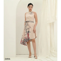 GIRLY Zaria Terusan Batik Modern Dress Batik Turtle Neck Halter Cheongsam Qipao Sleeveless Asimetris