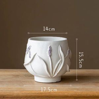 薰衣草浮雕花盆現代簡約客廳綠植龜背竹盆栽家用大號落地盆景擺件
