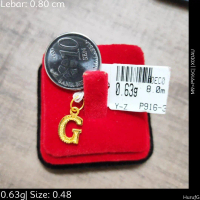 Emas 916,Loket 3 D Crki Huruf G Huruf G 0.8cm Design:7491<X0DAU>P916C(M9)-Size: 0.48cm