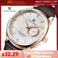 PAGANI DESIGN Quartz Watch VH65 Seiko Men's Automatic watches Casual Fashion Leather Watch for men reloj hombre PD1654