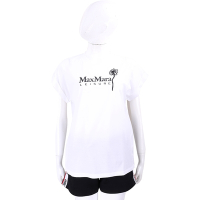 Max Mara BOLIVAR 刺繡花朵字母印花白色棉質短袖TEE T恤