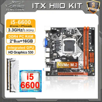 JINGSHA H110 itx motherboard Set with i5 6600 CPU + 2*8GB DDR4 RAM placa base kit LGA 1151