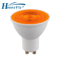 HoneyFly 200pcs Orange Dimmable GU10 LED Bulb 3W/5W MR16 (50mm) +C 220-240V GU10 Flame COB LED Aluminum Spot Lamp Cup