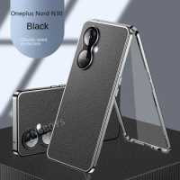 OnePlus Nord N30 CPH2515 Case 360 Full Protection Clear Glass Front Hard Cover Back PU Leather Case for OnePlus Nord N30 NordN30